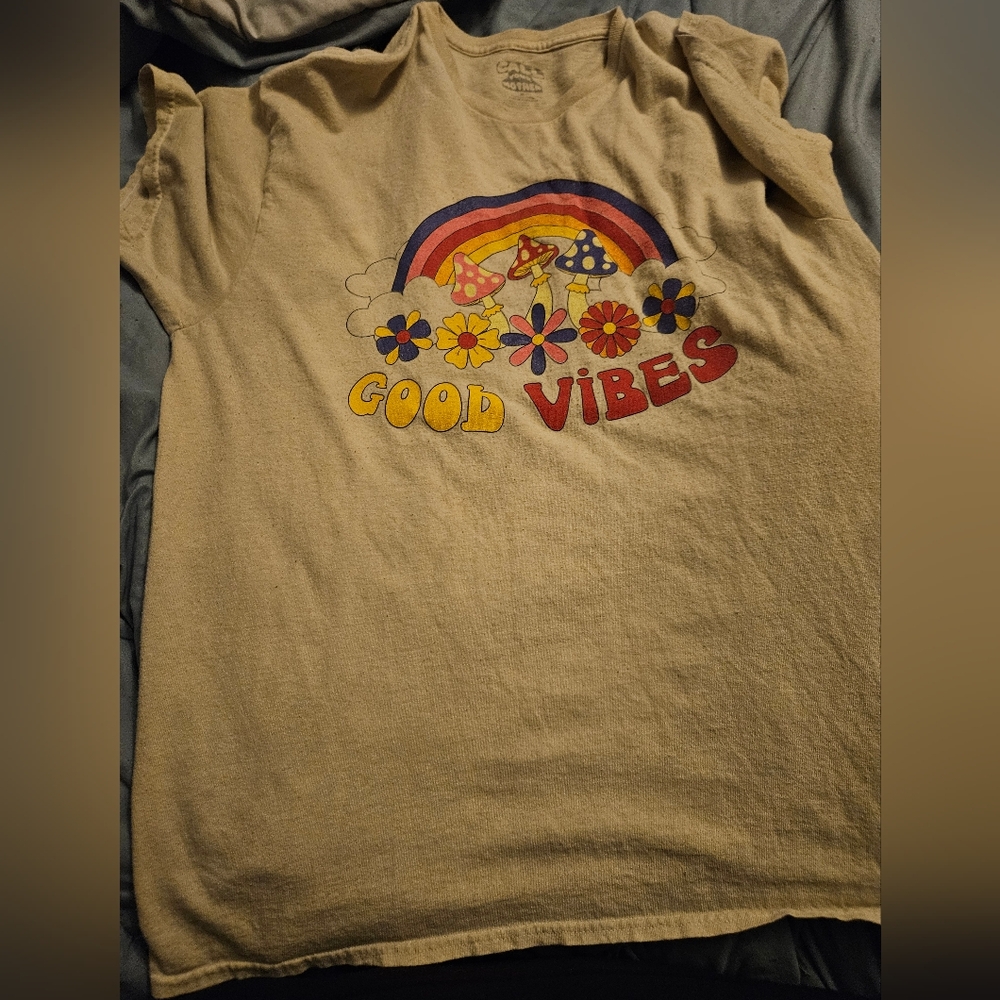 Oversized Good Vibes Mushroom Shroom Graphic Tee By Call Your Mother Medium